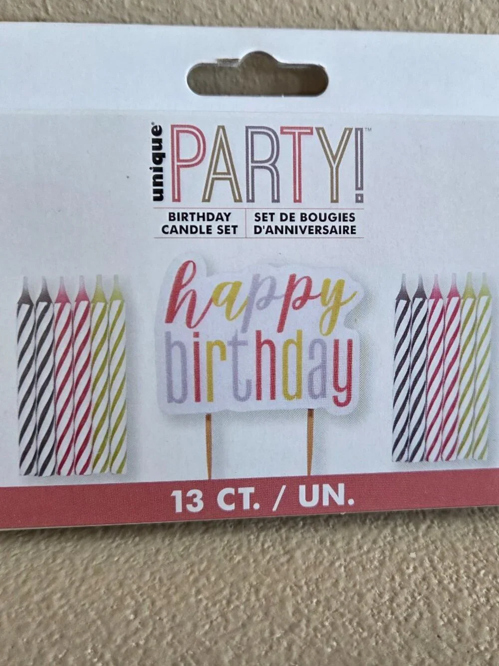 2 Boxes of Unique Happy Birthday 13Ct Striped Candles Set